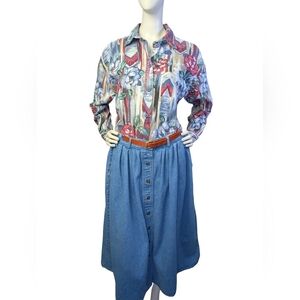 Vintage Made in Canada 100% Cotton Western Floral Button Up Shirt, Size Small